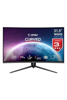 Msı 31.5" G32cq5p 2560X1440 (Wqhd) Curve 1500R Va 170Hz 1Ms Adaptıve-Sync  Gamıng Monıtor