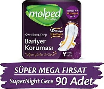Molped Supernight Hijyenik Ped Gece Süper Mega Fırsat Paketi 90 Adet