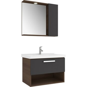 Kale Trevi 80 cm Antrasit-Ceviz Banyo Dolabı Takımı 610100201199
