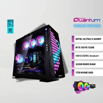 Quantum Gaming Vegas Vg1222 Ultra 5 245kf 32 Gb 1 Tb Nvme 12 Gb Rtx5070 Free Dos Masaüstü Oyuncu Bilgisayarı