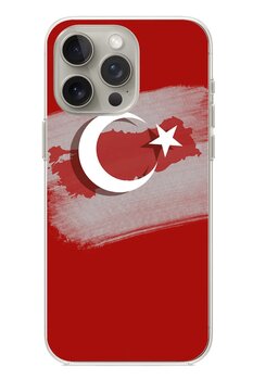 Iphone 15 Pro Uyumlu Türkiye Harita Detaylı Türk Bayrağı Baskılı Silikon Kılıf