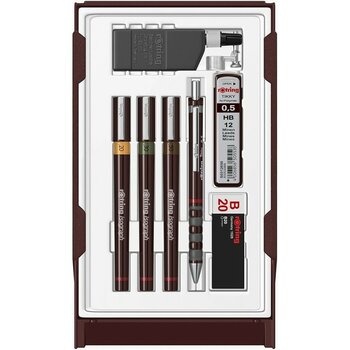 Rotring Isograph Teknik Çizim Seti, 3 Adet Teknik Çizim Kalemi (0,2 Mm, 0,3 Mm, 0,5 Mm) + 1 Adet 0,5 - Standart