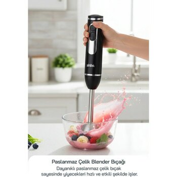 Sinbo SHB-7529 Çok Fonksiyonlu El Blender Seti -Siyah Silver – Doğrayıcı & Çırpıcı Aparatlı - Siyah - Gri