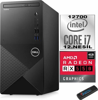 Dell Vostro 3910 Mt Intel Core I7 12700 12gb 1tb Ssd Ubuntu Amd Rx550-4gb Masaüstü Bilgisayar N3910rx550u03 + Zetta Usb Bellek