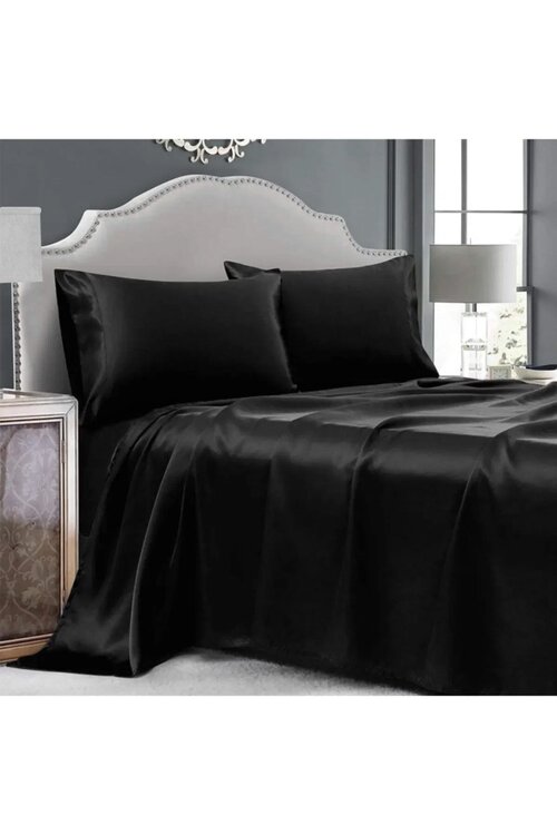 Silk Cocoon Ipek Dokulu Pamuk Saten Siyah 200x220 cm Nevresim Takımı