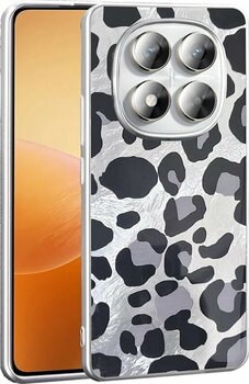 Redmi Note 14 Pro Plus Kılıf Desen Detaylı Şık Mep Premium Silikon Kapak Gri Leopar Renk