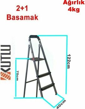 Kutlu Dayanıklı Metal Basamaklı Merdiven - 2+1