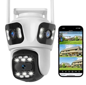 Ip Kamera 6k Hd Üç Ekranlı Harici Wifi Kamera Dış Mekan 4k Çift Lens Otomatik Takip