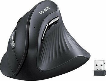 Ugreen 4000 Dpı 6 Tuşlu Ergonomik Kablosuz Dikey Mouse, Siyah, 25444