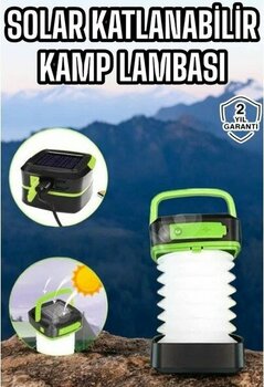 Güneş Enerjili LED Lamba Kamp Lambası Katlanabilir Lamba USB Şarjlı - 0 - Siyah