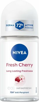 NIVEA Kadın Roll On Deodorant Fresh Cherry, 72 Saat Anti-perspirant Koruma, 50ml