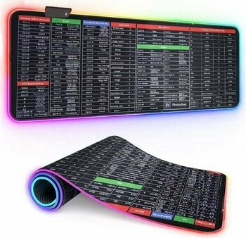 CoverZone Oyuncu Rgb Mousepad ve Klavye Pad Kırmızı Altıgen Desenli Red Hex Tasarım Işıklı 70CM x 30CM Mouse Pad - Karışık - Siyah