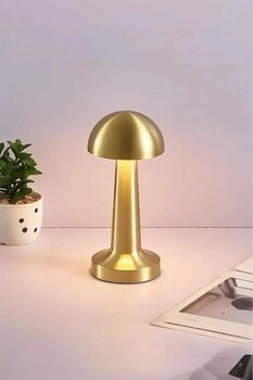 Sezka Life Gold Başucu,Masa Lambası Çelik Dokunmatik 3 Işık Modelli Masa Lambası Şarj Edilebilir