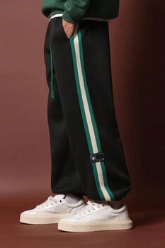 North London Erkek İki İplik Serit Detaylı Mevsimlik Siyah Jogger Oversize Eşofman Altı XL Beden