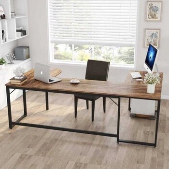 Zizuva Tasarım Metal Siyah Ve MDF Ceviz 135+90+100x60x75 CM Bilgisayar ve Çalışma Masası