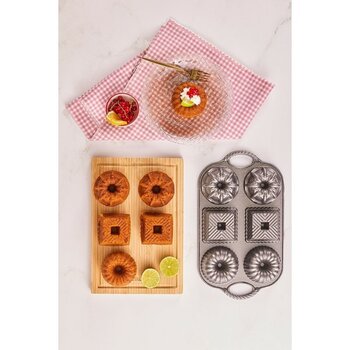 6'lı Döküm Kek Kalıbı Seti, Dayanıklı ve Şık Tasarım - Seçenek 1 - Antrasit