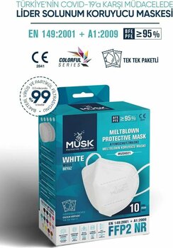 Musk FFP2/N95 Maske Beyaz Renk 40 Adet