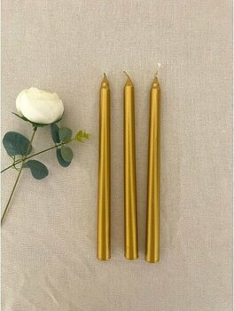 Hediye Ofisi Sedefli Gold Renk Şamdan Mumu - 3 Adet