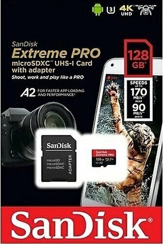Sandisk 128Gb Extreme Pro Microsdxc Hafıza Kartı (170Mb/S)