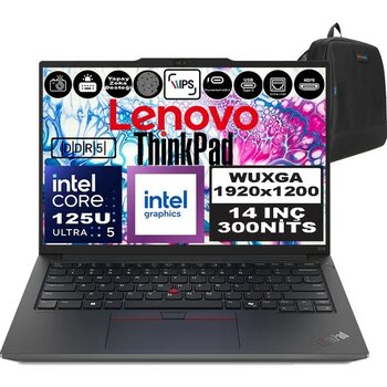 Lenovo Thinkpad E14 Gen6 Intel Core Ultra 5 125U 24GB 4tb SSD Intel® Aı Boost 14" Wuxga IPS Freedos Taşınabilir Bilgisayar 21M7002PTXF08 + Zetta Çanta