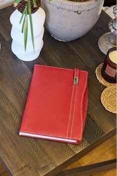 Locko Kişiye Özel Kırmızı 2026 Günlük Ajanda Vegan Deri Metal Kilitli Düz Kurumsal Hediyelik