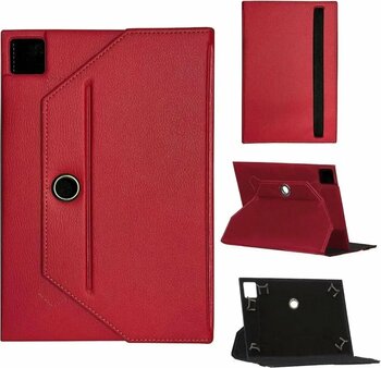 Apple iPad Pro 12.9 3. Nesil A1895 Kırmızı Suni Deri Universal Standlı Tablet Kılıfı