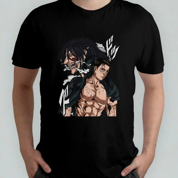Pixxa Attack On Titan Eren Jaeger Model 5 Siyah Bisiklet Yaka %100 Pamuklu L T-Shirt