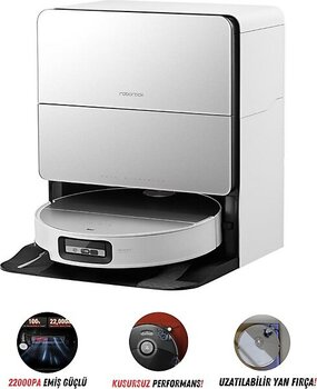 Roborock 7.98CM Ultra Ince Tasarımlı ve 4 cm Yükselebilen Şasili Robot Süpürge - 22.000 Pa Emiş Gücü ve Dolaşmayan Fırça, Yapay Zeka Teknolojili + Mutfak Tartısı - Beyaz