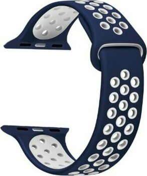 Adige Apple Watch 11 46MM Kordon Kayış Silikon Delikli Soft - Lacivert - Beyaz