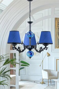 Üç Kollu Zamak Avize Siyah Mavi Özel Tasarım