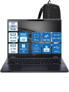 Acer Travelmate P4 Intel Core I7-1260p 16gb 2tb Ssd Intel Uhd Graphics Fhd 14" Windows 11 Home Taşınabilir Bilgisayar Mp414wh03 + Zettaçanta