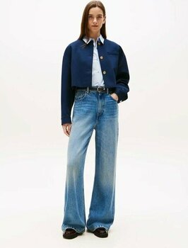 Tommy Hilfiger Kadın Punto Kumaş Kısa Mavi Blazer Ceket WW0WW46519C1G - 38