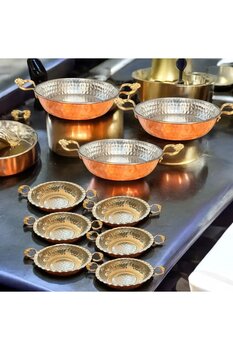 BARITCIOGLU Bakır sahan tava sunumluk Toptan kahvaltılık tavalar 9 parça takım x 100 adet