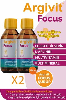Argivit Focus Avantajlı Aile Paketi (2 X 150 ML) - Fosfatidilserin, L-arjinin Şurup 150 ml