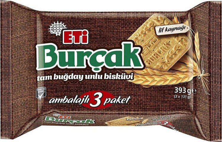 Eti Burçak Bisküvi 3'lü 393 Gr