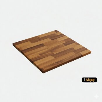 iAhşap Kare Kayın Masif Masa Tablası |masif Kayın Ahşap Ofis ve Yemek Masası Üstü No6 - Meşe - 100x100 cm - Kalınlık: 3 cm