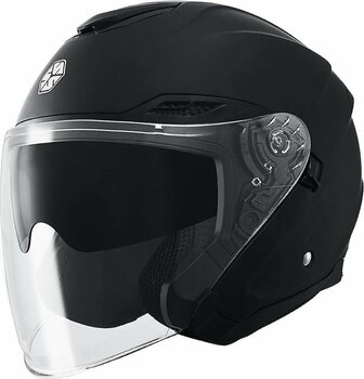 Motosiklet Yarım Açık Kask Güneş Vizörlü Motor Kask Mat Black
