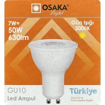 10 Adet Osaka 7w 50w Sarı Işık 3000k Gu10 Duylu Led Spot Ampul