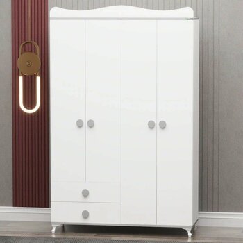 Garaj Home Yıldız 4 Kapaklı 2 Çekmeceli Dolap Gri