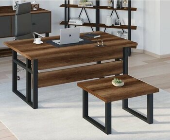 Robinhome Grand Ofis Büro Çalışma Masa 180 cm Kahverengi Ofis Sehpası Takımı