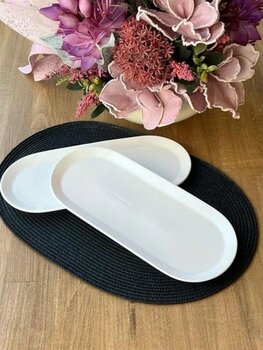 Porselen Oval Sunum Tabak 2'li Beyaz