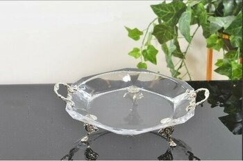 Alya Home Kulplu Altıgen Cam Tepsi Gümüş