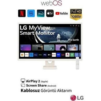 LG 32SR50F Akıllı Tv Wi-Fi Apple-Android Bağlantı IPS 1920X1080 Fulhd 32 Inç 80 Ekran Smart Monitör Tv