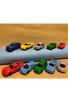 abnturk 10 Adet Mini Renkli Plastik Oyuncak Araba Seti Eğlenceli Arabalar