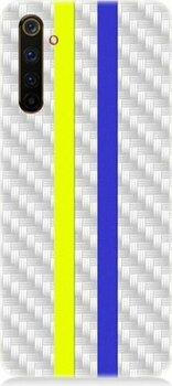 Realme 6 Pro Uyumlu Sarı Lacivert Metal Motif Desenli Silikon Kılıf Tkreal6pr-6318