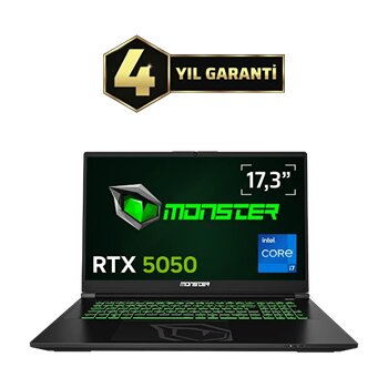 Monster Abra A7 V16.2.9 Intel Core i7 13700hx 64 GB RAM 1 TB SSD 8 GB RTX 5050 Windows 11 17,3" FHD 144 Hz Oyun Bilgisayarı
