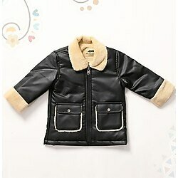SIYAHAVM2103 Kız Bebek ve Çocuk Deri Mont 2 Yaş