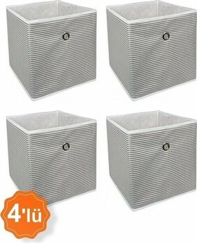 4 Adet-Raf Organizer Kutu Seti Gri 30X30X30 cm