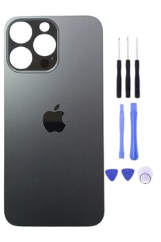 instatech iPhone 14 Pro Max Arka Kapak 14 Pro Max Pil Kapağı Cam Ürün Grafit Siyah Renk+Tamir Seti