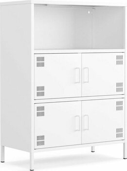 Furni 24 Pera Metal Çok Gözlü Dolap, 4 Kapaklı, Açık Raflı 80,50 x 40 x 109,50 cm - Beyaz